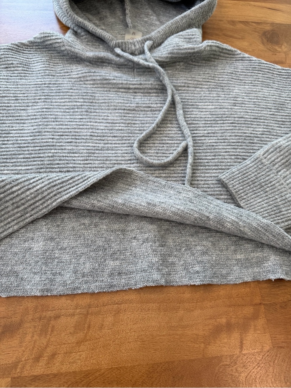 Calia Gray Ribbed Hooded Women’s Cropped Sweater Size Medium - Picture 8 of 10